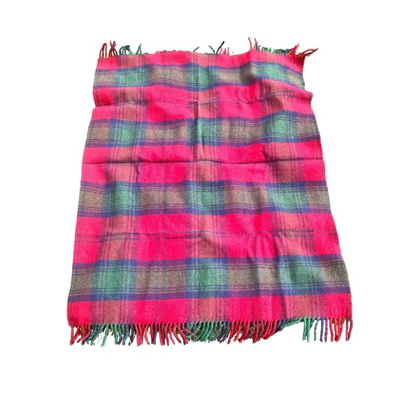 Vtg Scottish Glen Check Wool England Made Red Green Blanket Scarf Throw 46x35” - Picture 15 of 15